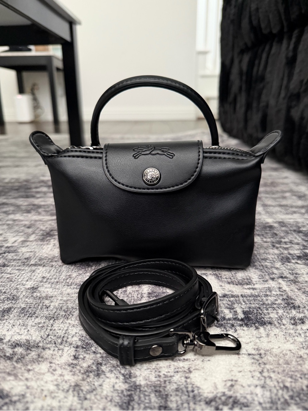 Longchamp Black Leather Purse